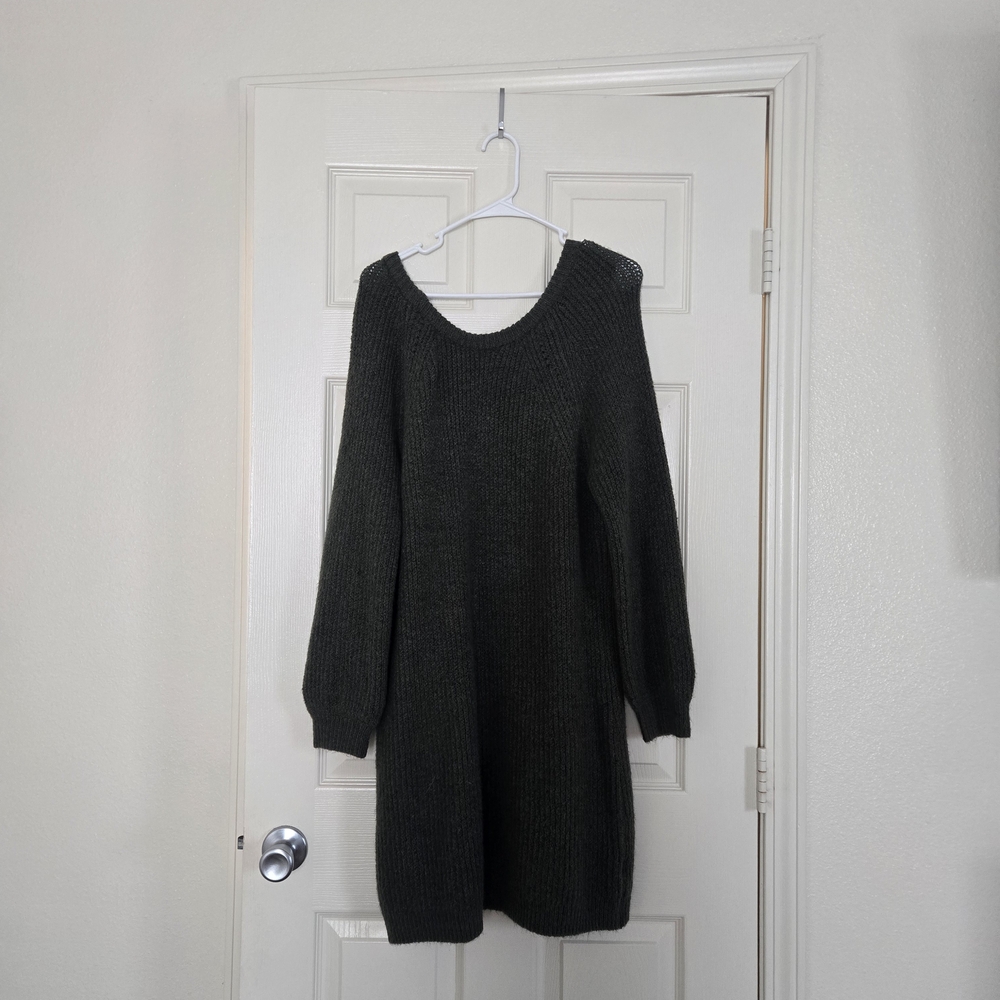 Dark Green Knit Sweater Dress
